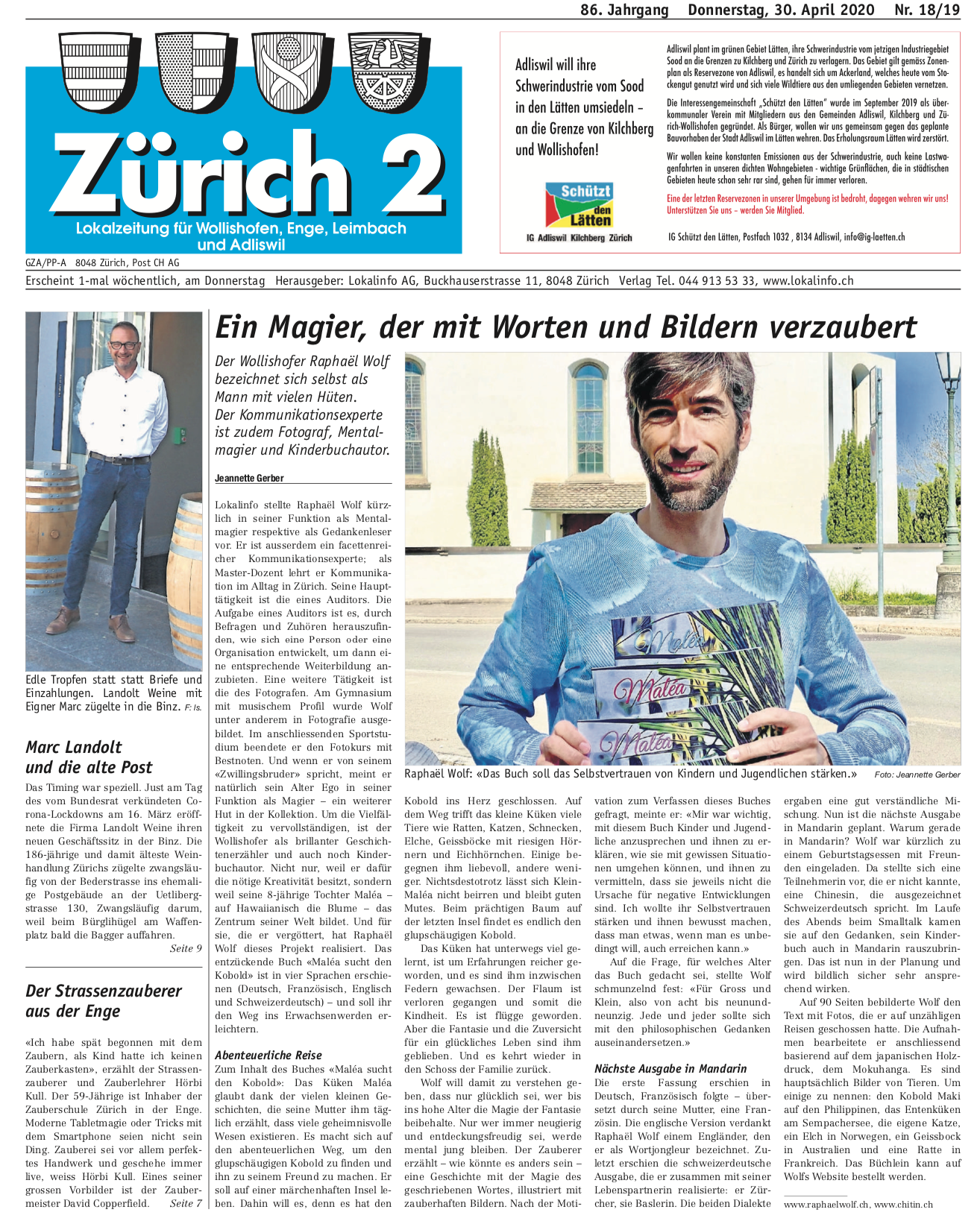 Maléa sucht den Kobold Raphaël Wolf in der Presse Zürich 2