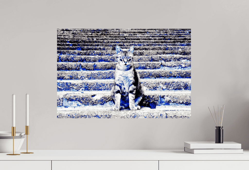 Swiss Artwork by Raphaël Wolf Zurich Cat Blue